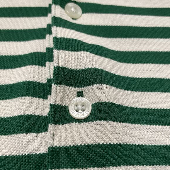 Masters Collection Golf Polo Shirt Men's Large 60s Two Ply Green White Striped - Picture 6 of 11